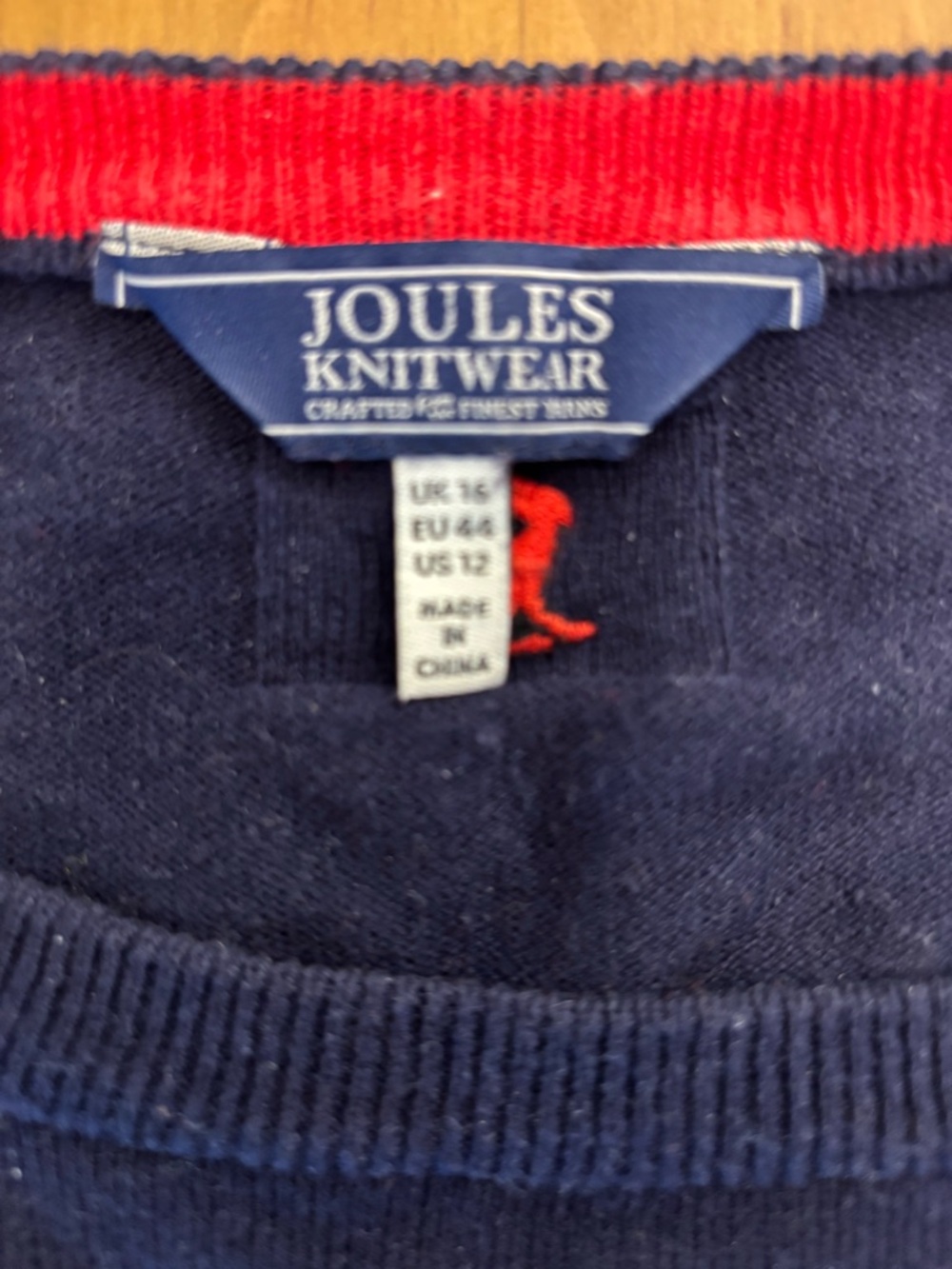 Navy Cotton Crewneck Sweater with Intarsia French Dog - Picture 3 of 9